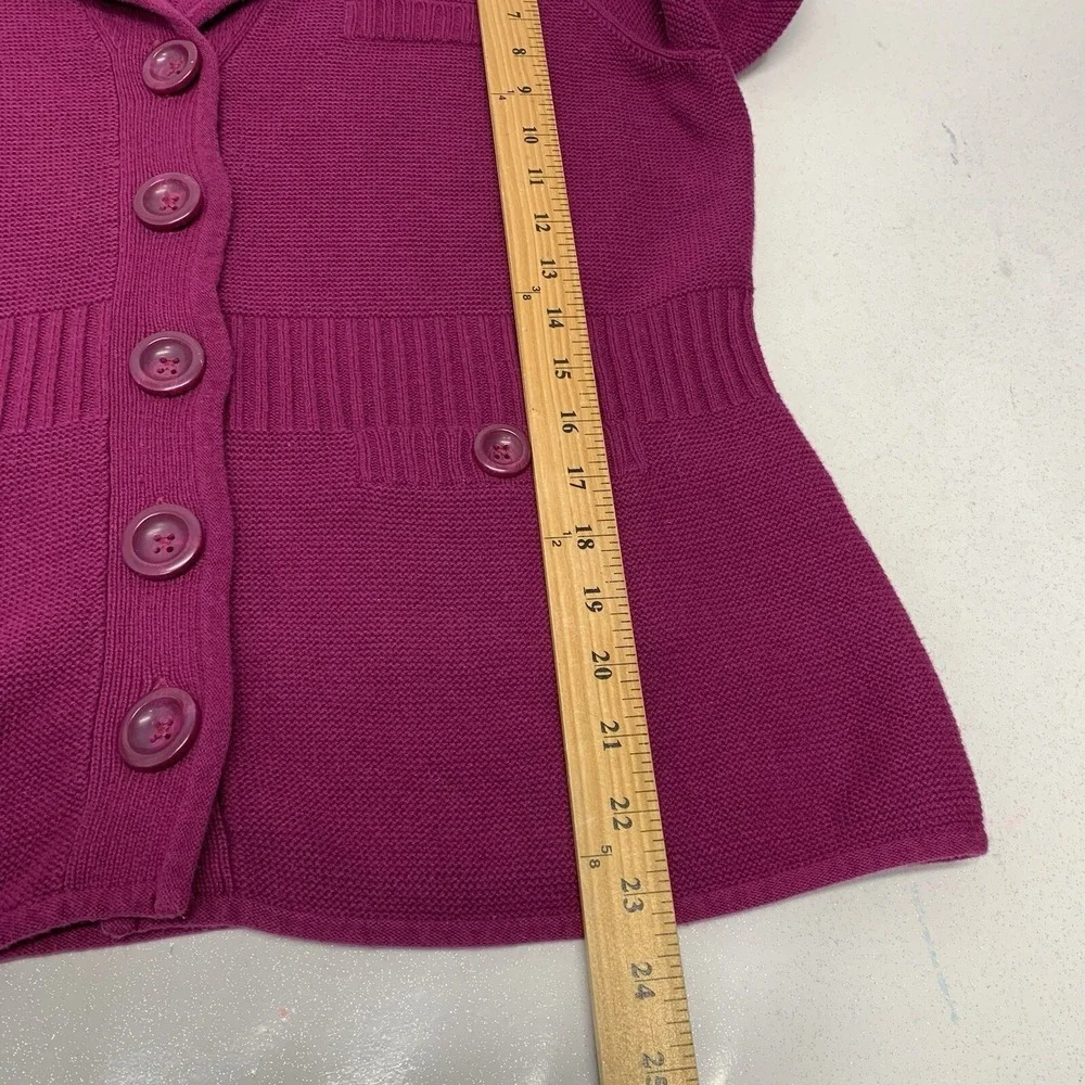 Jones NY Waffle Knit Button Up Sweater Blazer Purple Woman XL‎ Business Casual